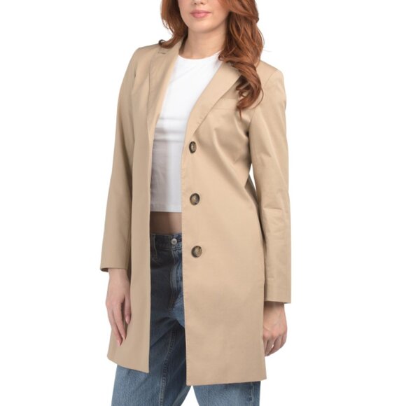 ICONS BY CINZIA ROCCA Light Camel Front Button With Chest Pocket Rain Coat - Picture 1 of 2